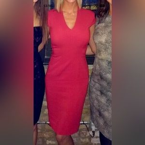 Reiss fitted red midi dress